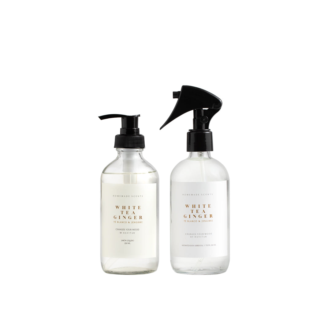 Pack Aromatizador 250ml vidrio + Jabón 250ml vidrio