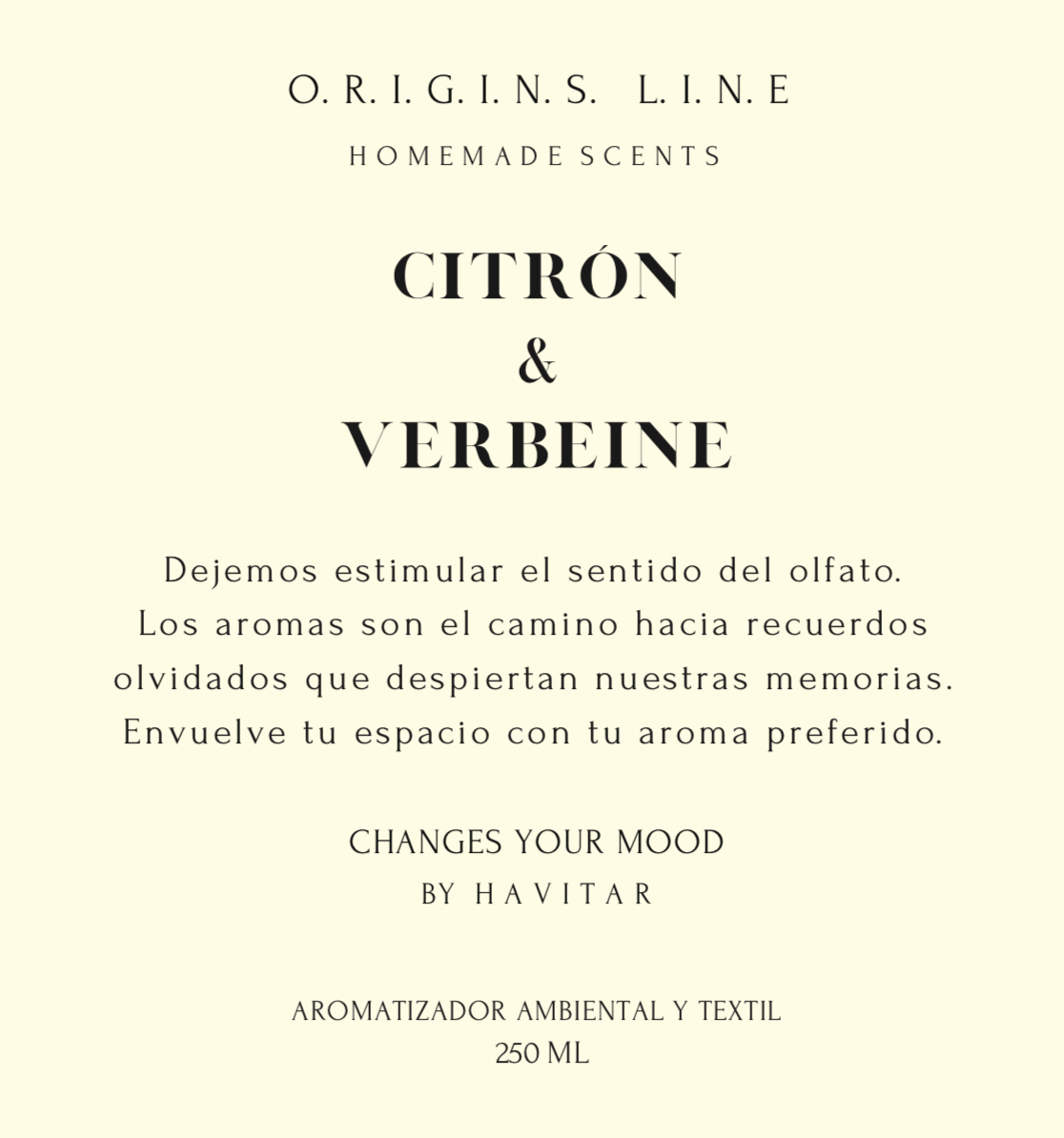 Aromatizador Ambiental y Textil Vidrio 250 ML Citrón & Verbeine