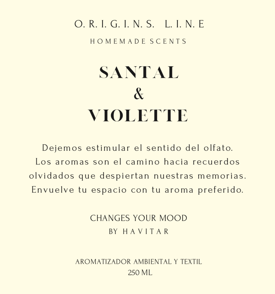 Aromatizador Ambiental y Textil Vidrio 250 ML Santal & Violette