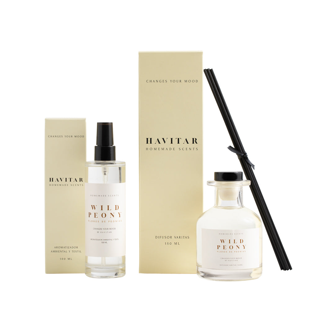 Pack Aromatizador 100ml vidrio + Difusor de varitas 150ml vidrio