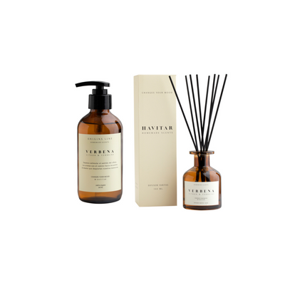 Pack jabón líquido 250ml + difusor de varitas 150ml vidrio