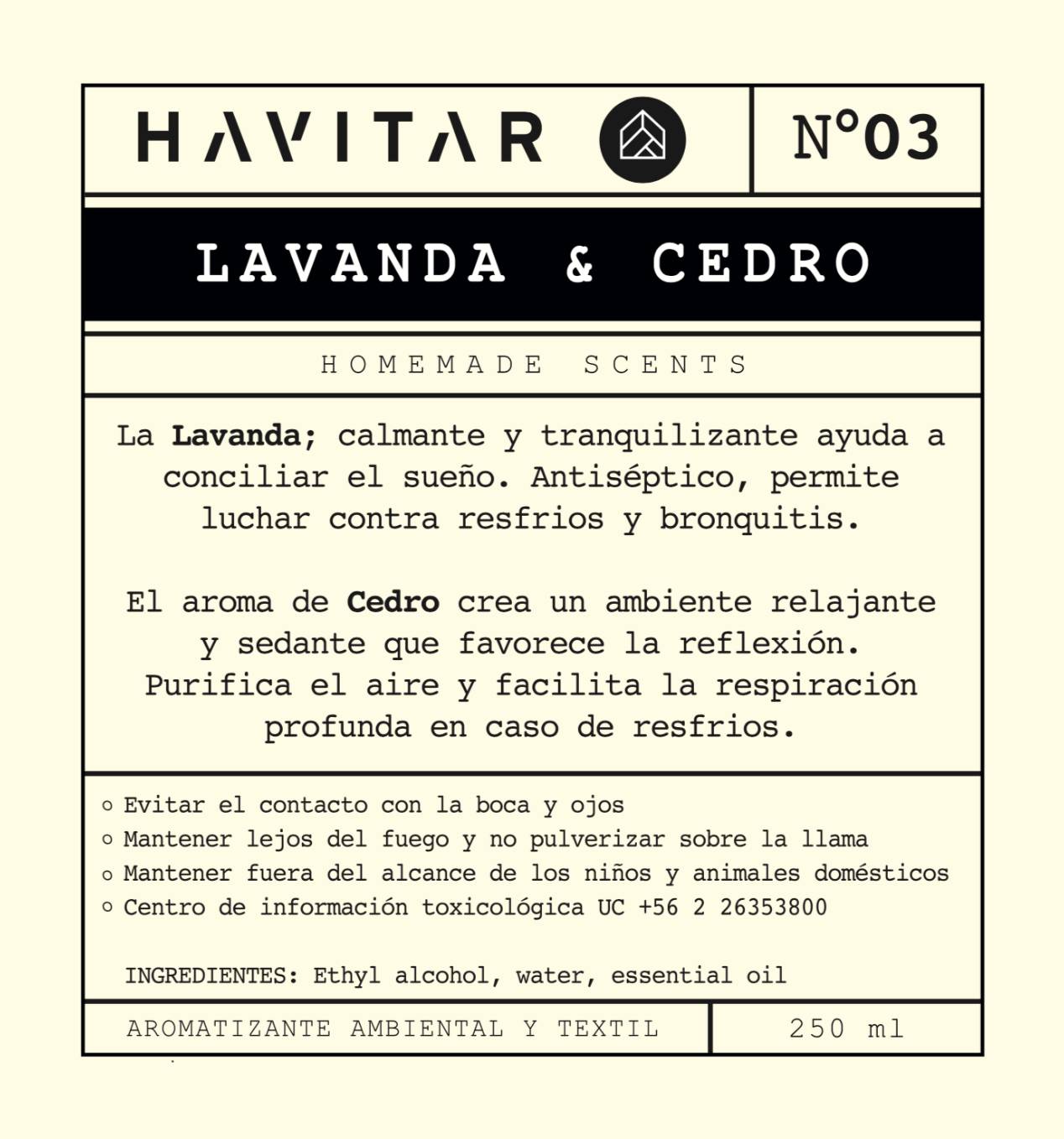 Aromatizador Ambiental y Textil Vidrio 250 ML Lavanda & Cedro
