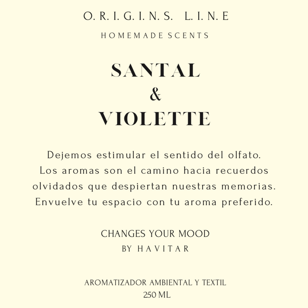 Aromatizador Ambiental y Textil Vidrio 250 ML Santal & Violette