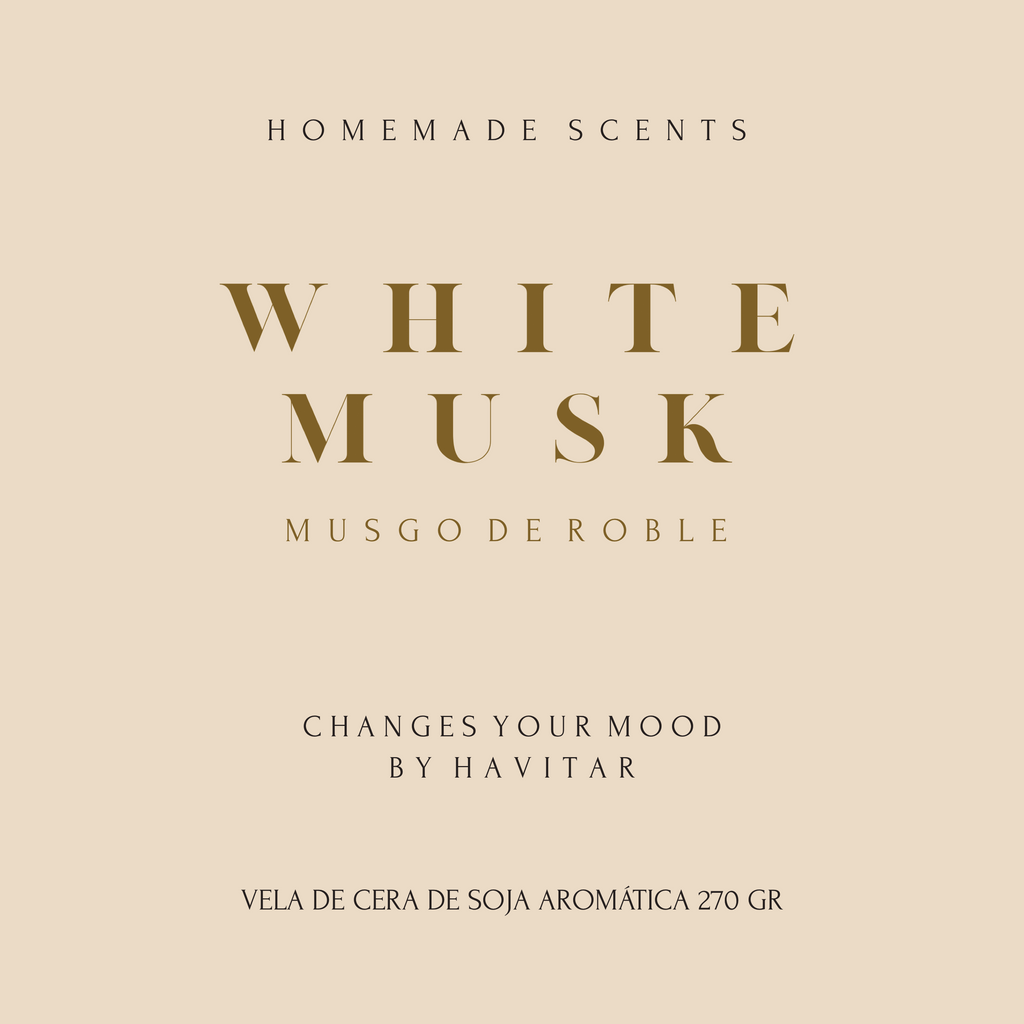 Vela de cera de soja orgánica 270 GR, White Musk