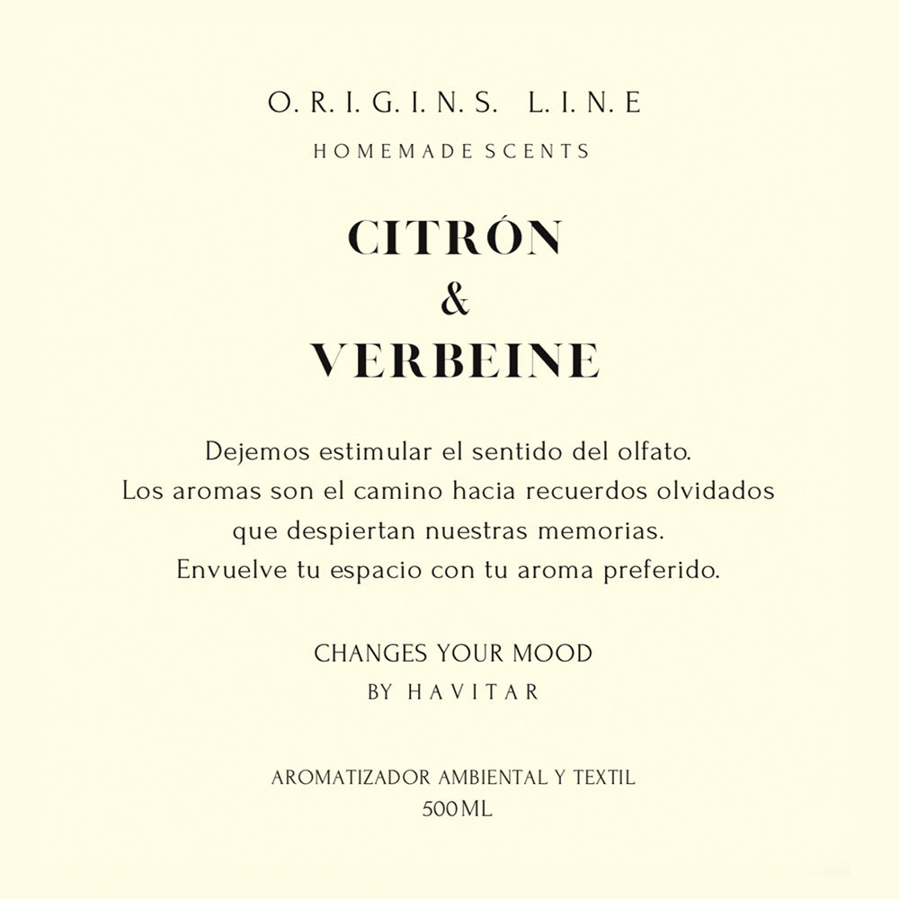 Aromatizador Ambiental y Textil Vidrio 500 ML Citrón & Verbeine