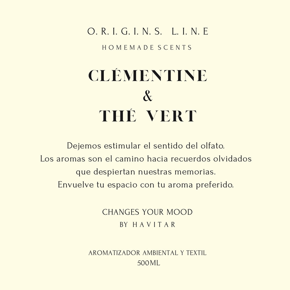 Aromatizador Ambiental y Textil Vidrio 500 ML Clémentine & Thé Vert