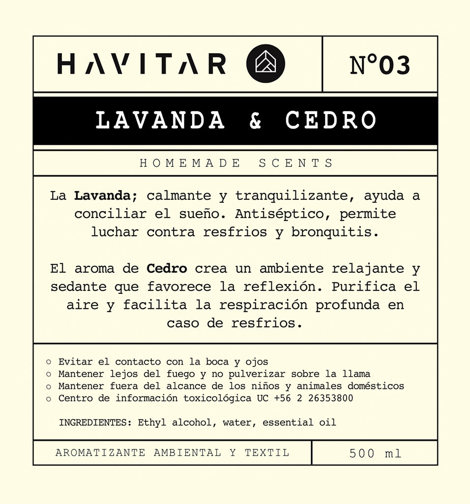 Aromatizador Ambiental y Textil Vidrio 500 ML Lavanda & Cedro